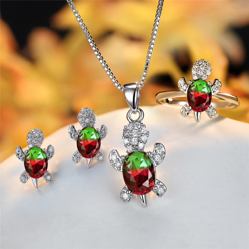 Rainbow Turtle Jewelry Set