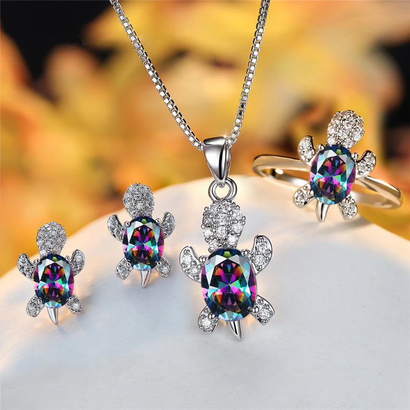 Rainbow Turtle Jewelry Set