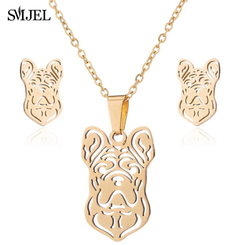 Stainless Steel Paw Necklace & Earring Set