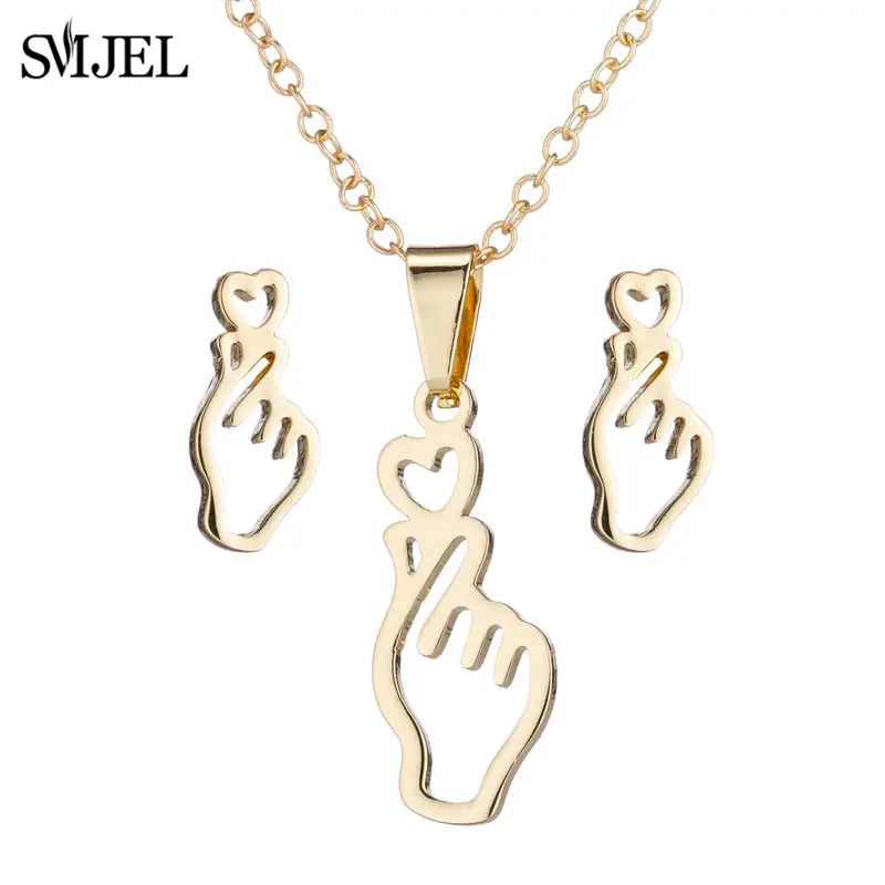 Stainless Steel Paw Necklace & Earring Set