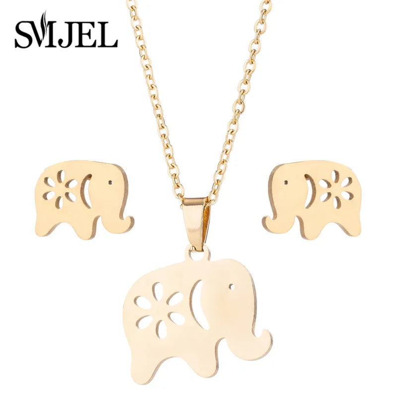 Stainless Steel Paw Necklace & Earring Set