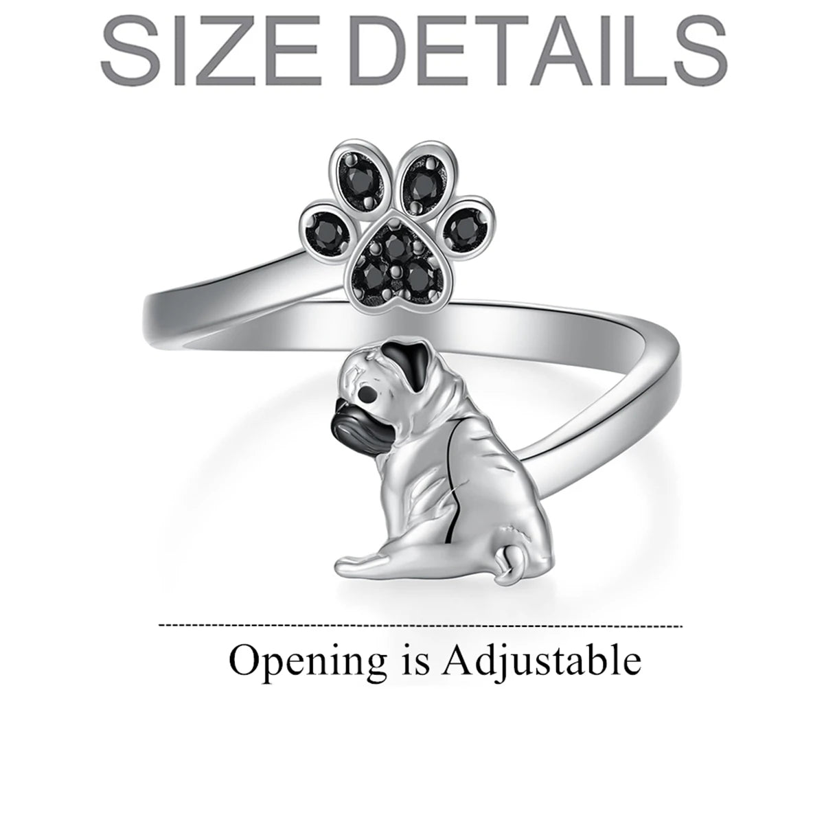 Pug Hug Paw Ring