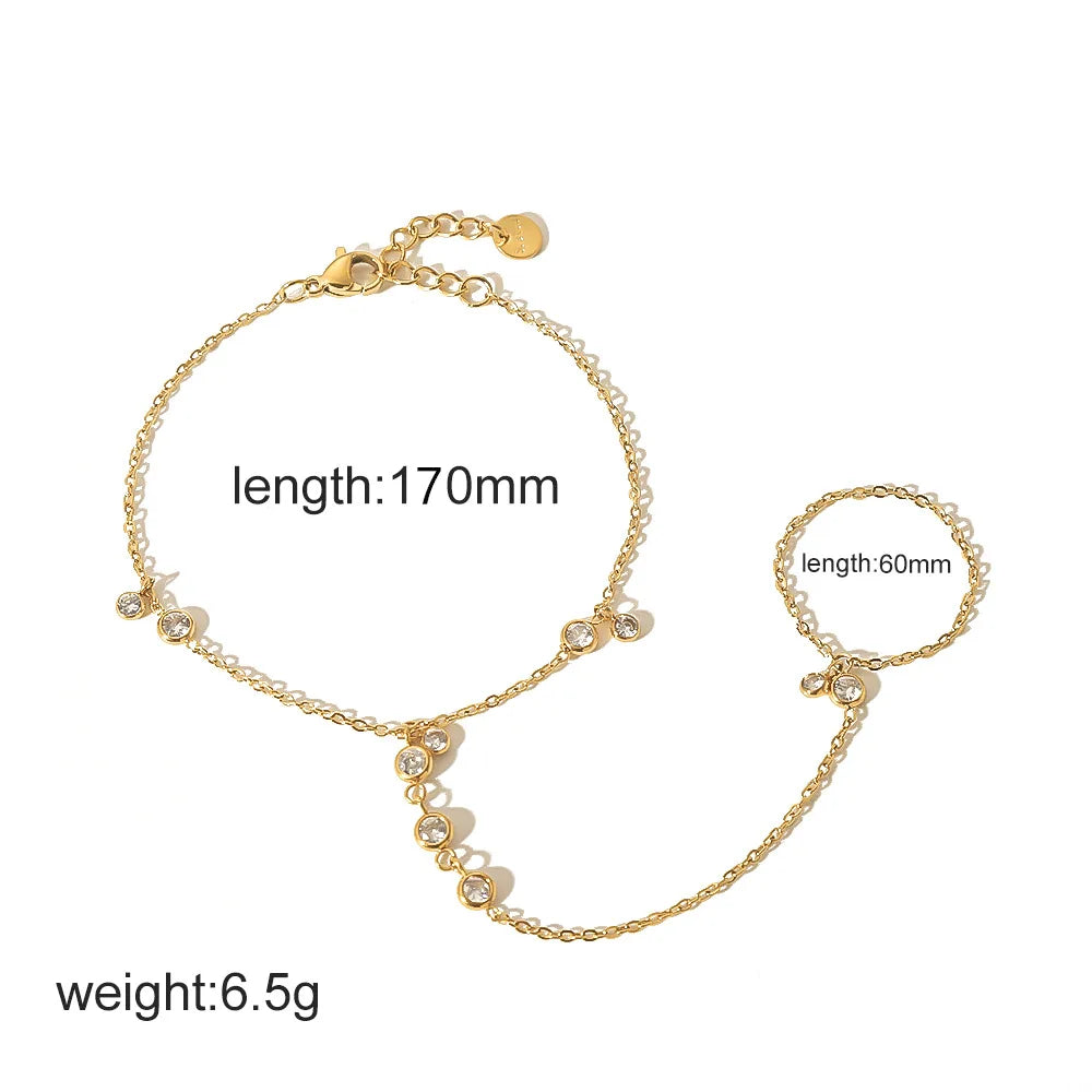 14K Yellow Gold Hand Chains Bracelet for Women