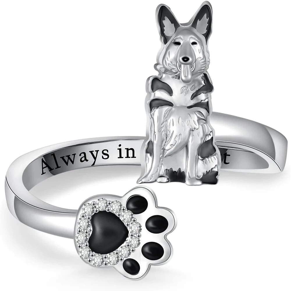 Cute German Shepherd Paw Open Ring