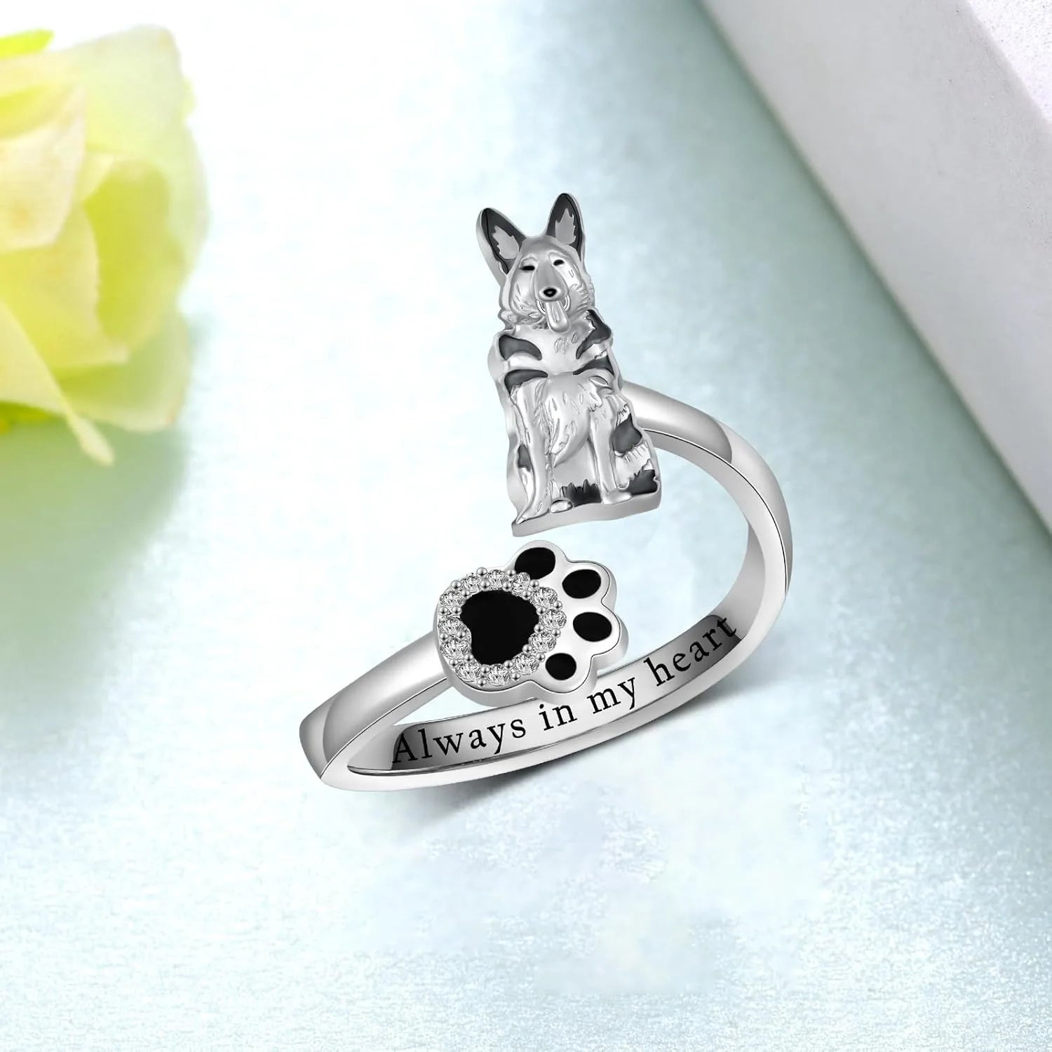 Cute German Shepherd Paw Open Ring