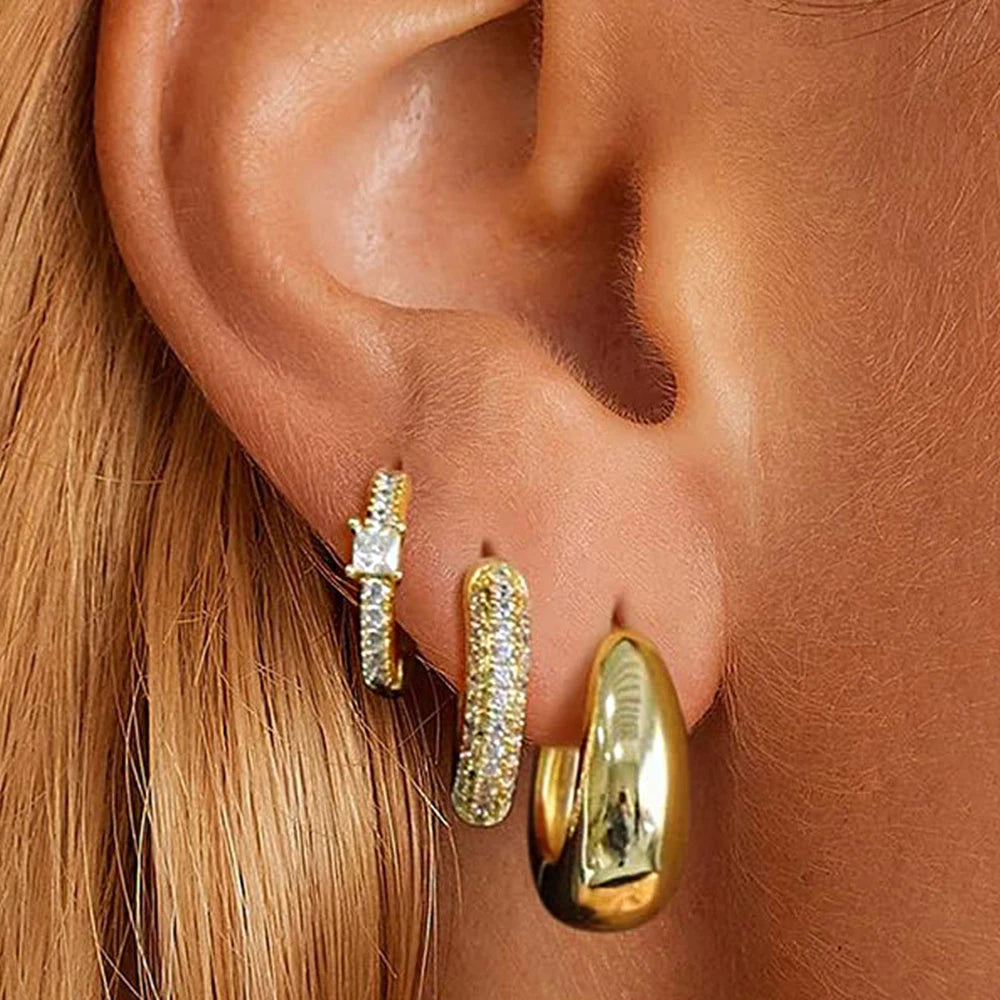 14K Gold Plated Copper Earrings Set for Women