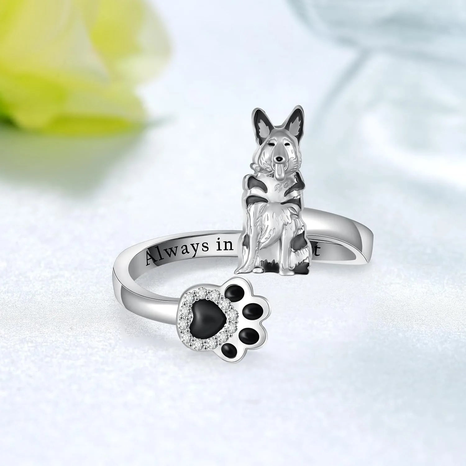 Cute German Shepherd Paw Open Ring