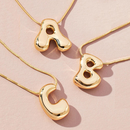 Golden Bubble Letter Necklace