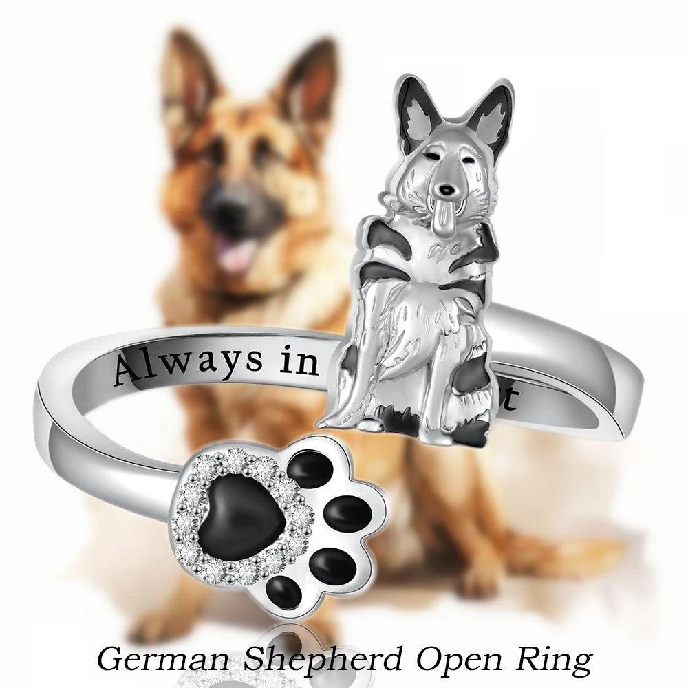 Cute German Shepherd Paw Open Ring