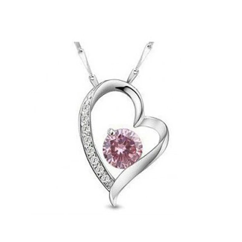 Purple Zircon Heart Pendant Necklace