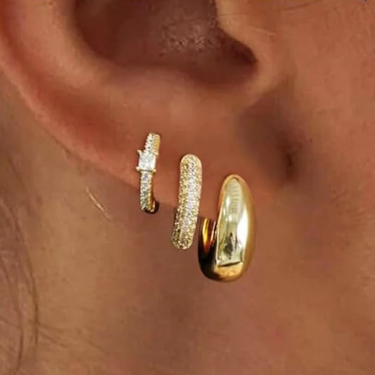 14K Gold Plated Copper Earrings Set for Women