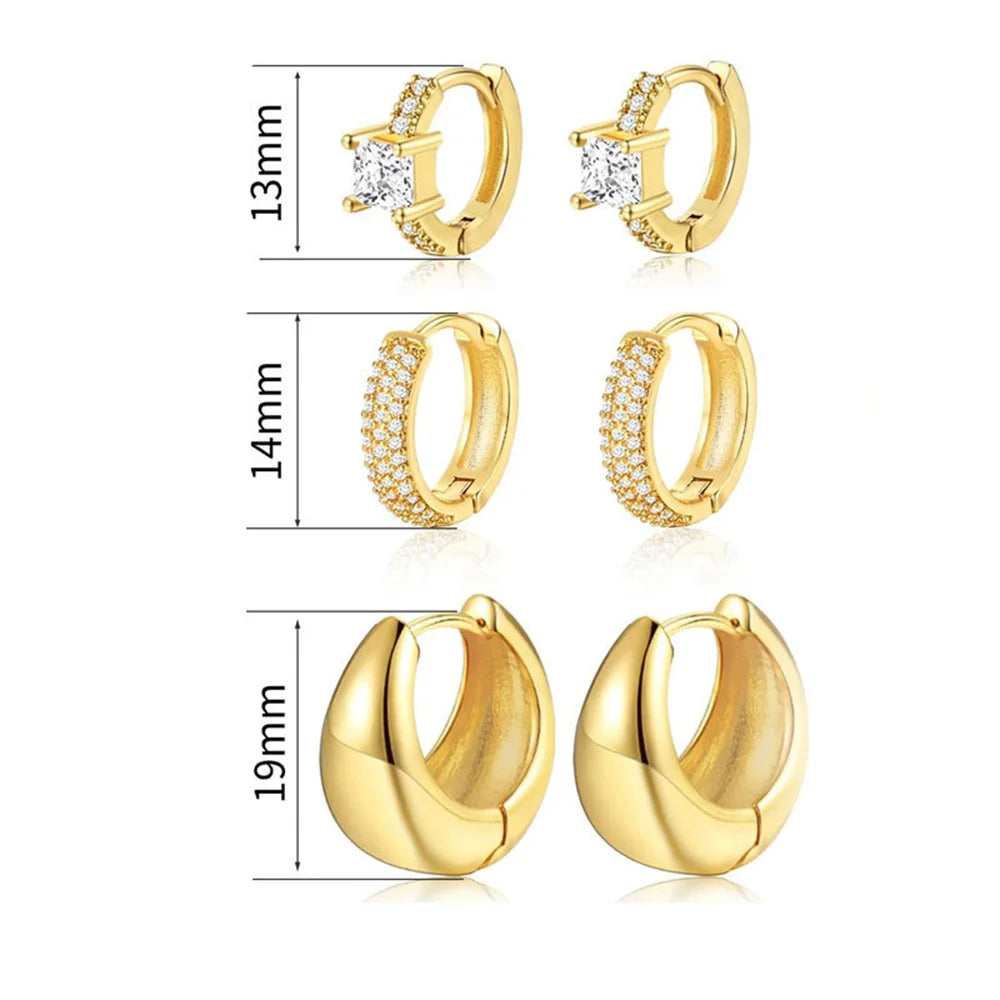 14K Gold Plated Copper Earrings Set for Women