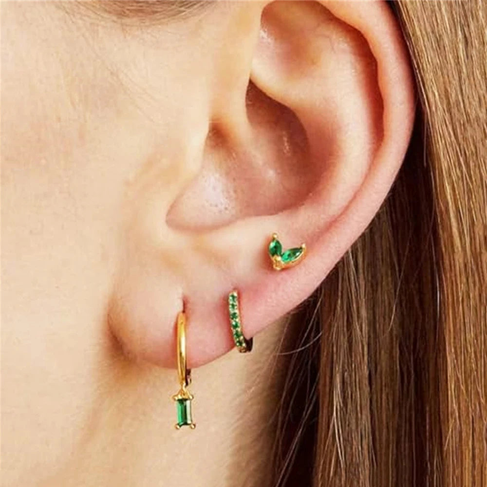 14K Gold Plated Copper Earrings Set for Women