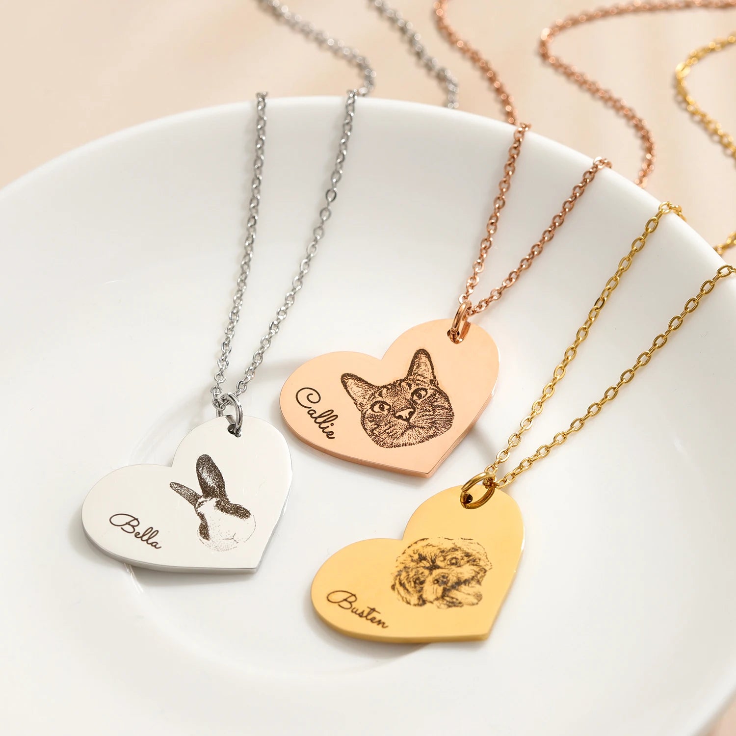 Heart-Shaped Pet Photo Necklace