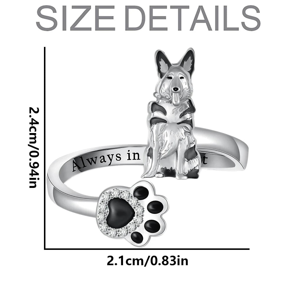 Cute German Shepherd Paw Open Ring