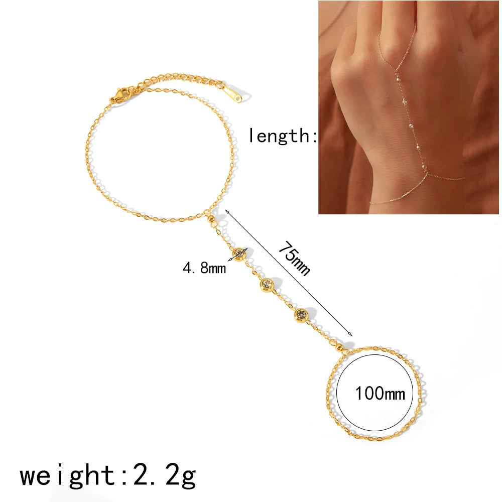 14K Yellow Gold Hand Chains Bracelet for Women