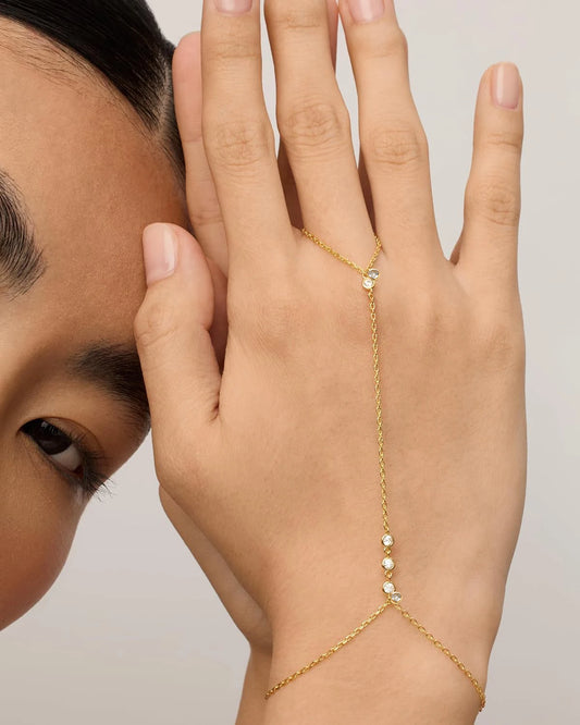 14K Yellow Gold Hand Chains Bracelet for Women