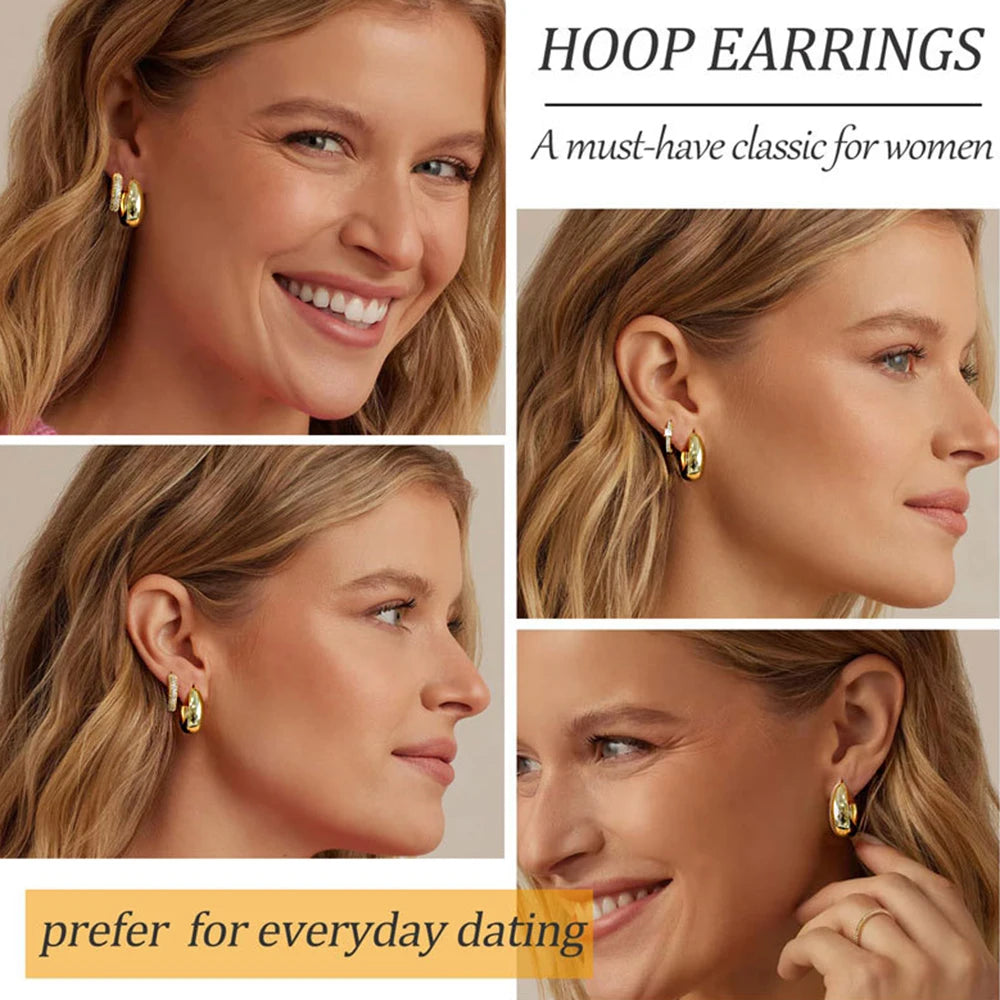 14K Gold Plated Copper Earrings Set for Women