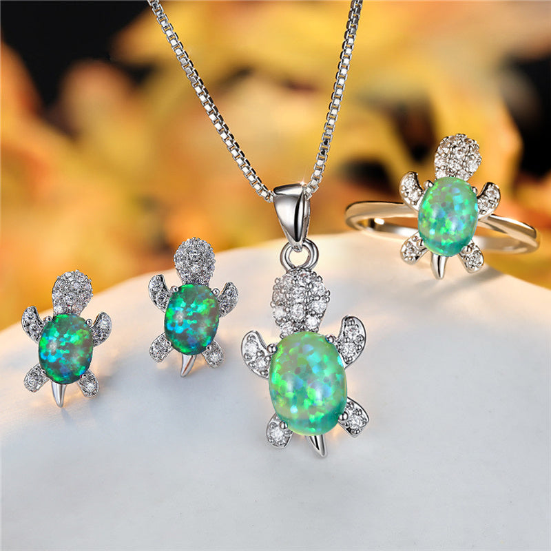 Rainbow Turtle Jewelry Set