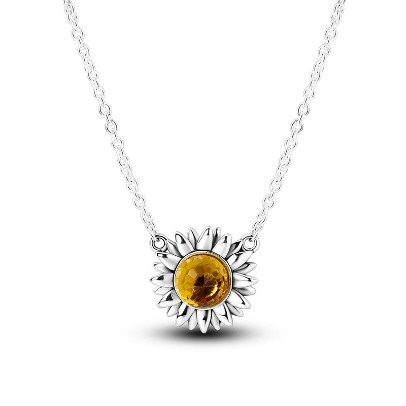 Sunflower Women's  Pendant Silver Plated Jewelry Necklace